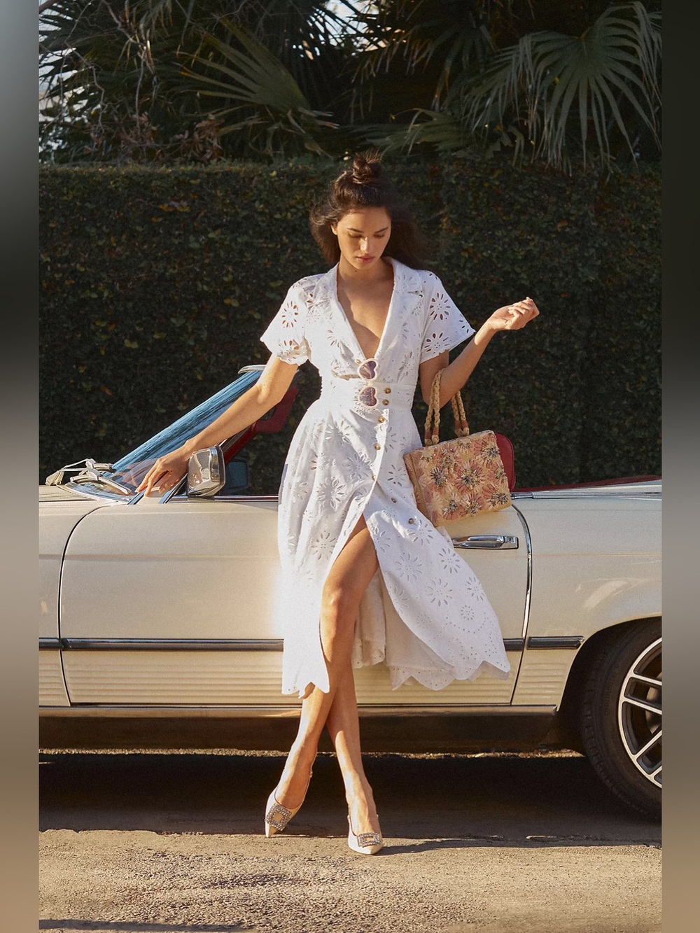 Anthropologie Maeve White Eyelet Shirt Dress